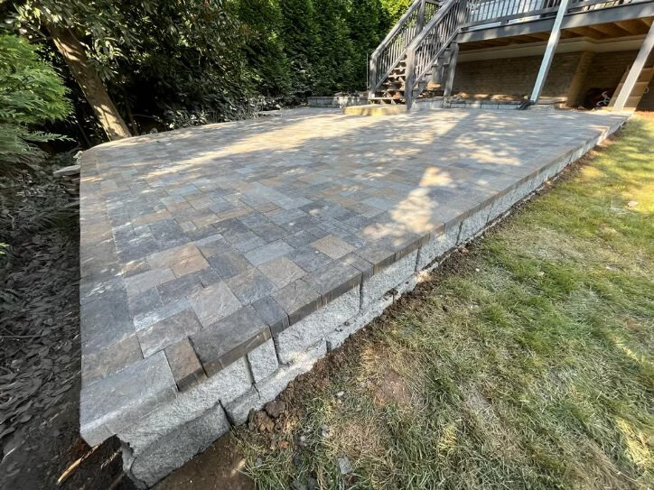Paver patio with retaining wall base in Chamblee, GA