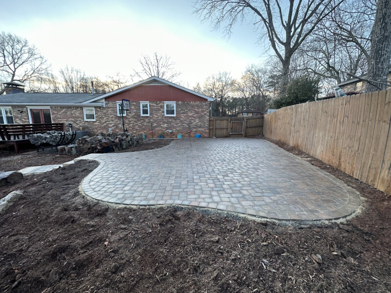 Paver patio with limestone step stones in Woodstock, GA