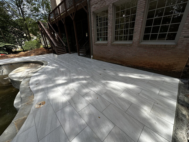 Porcelain pavers pool deck in Alpharetta, GA